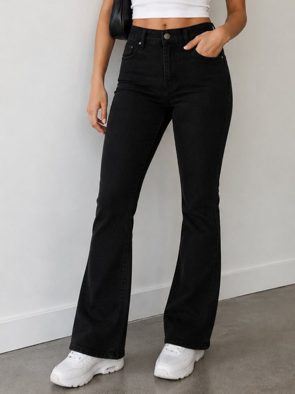 NOBO No Boundaries Women's Flare Jeans Black Stretch Solid Black Size 17
